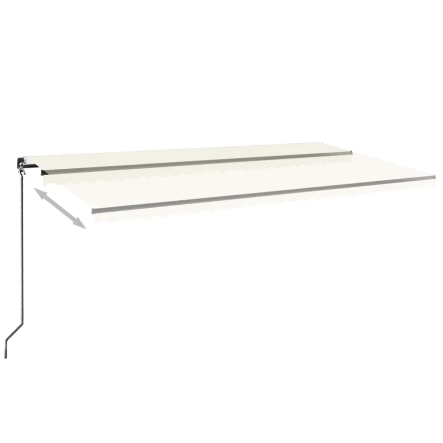 Auvent manuel rétractable avec LED 600x300 cm Crème - 3