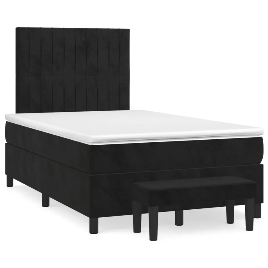Sommier à lattes de lit avec matelas Noir 120x200 cm Velours - 2
