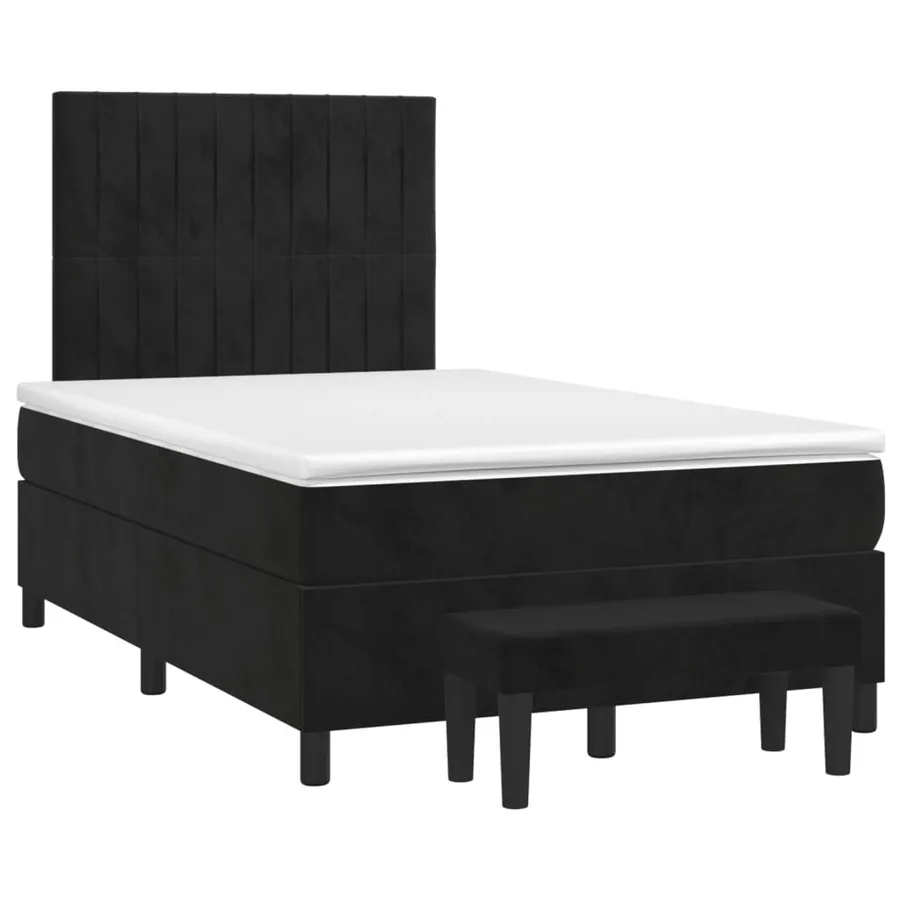Sommier à lattes de lit avec matelas Noir 120x200 cm Velours - 3