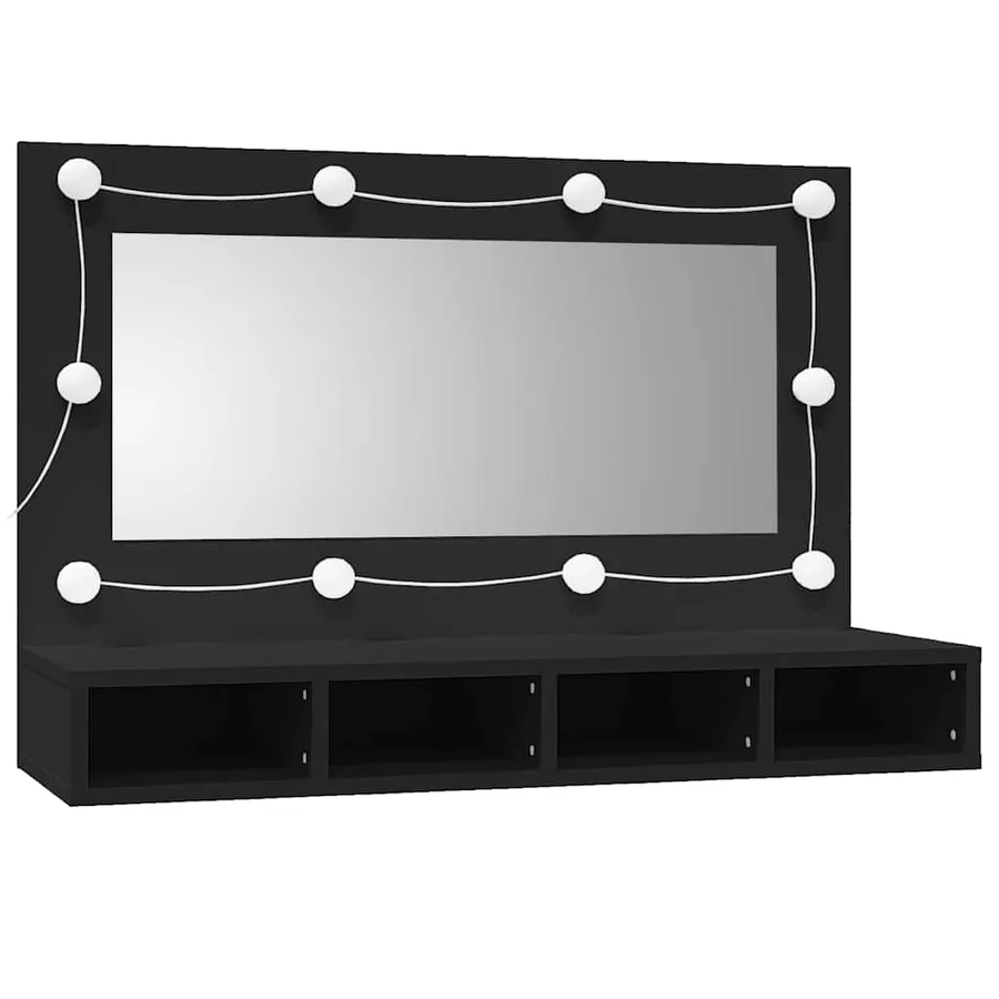 Armoire à miroir avec LED noir 90x31,5x62 cm - 2