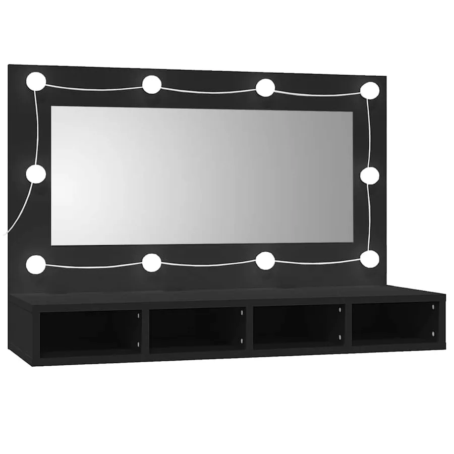 Armoire à miroir avec LED noir 90x31,5x62 cm - 5