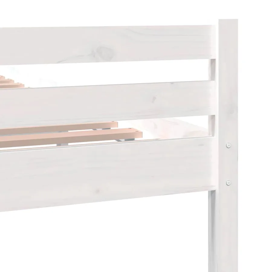 Cadre de lit sans matelas blanc bois massif 135x190 cm - 7