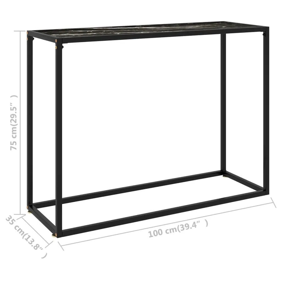 Table console Noir 100x35x75 cm Verre trempé - 6