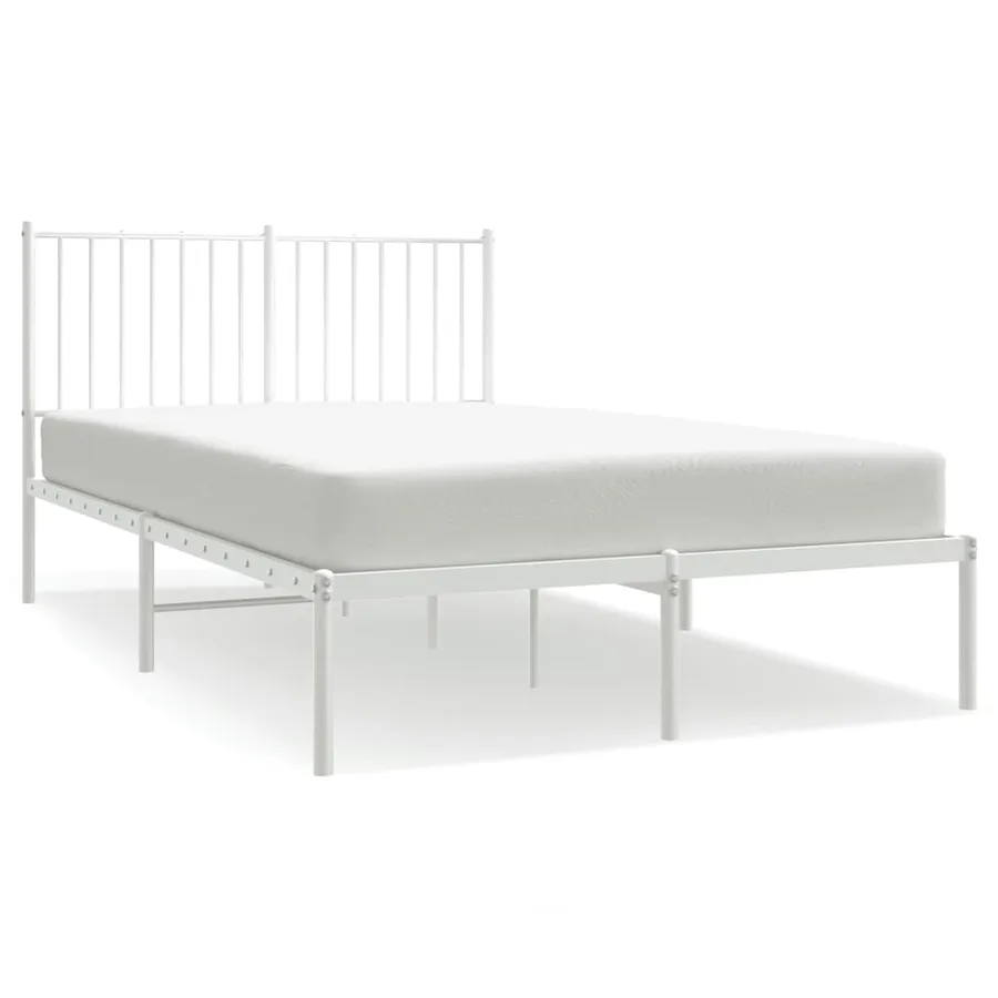 Cadre de lit métal sans matelas et tête de lit blanc 120x190 cm - 2