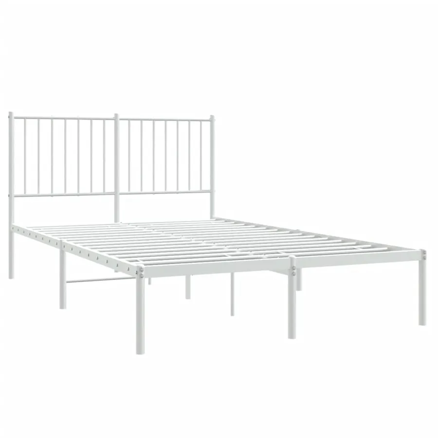 Cadre de lit métal sans matelas et tête de lit blanc 120x190 cm - 3