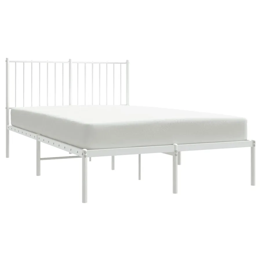 Cadre de lit métal sans matelas et tête de lit blanc 120x190 cm - 4
