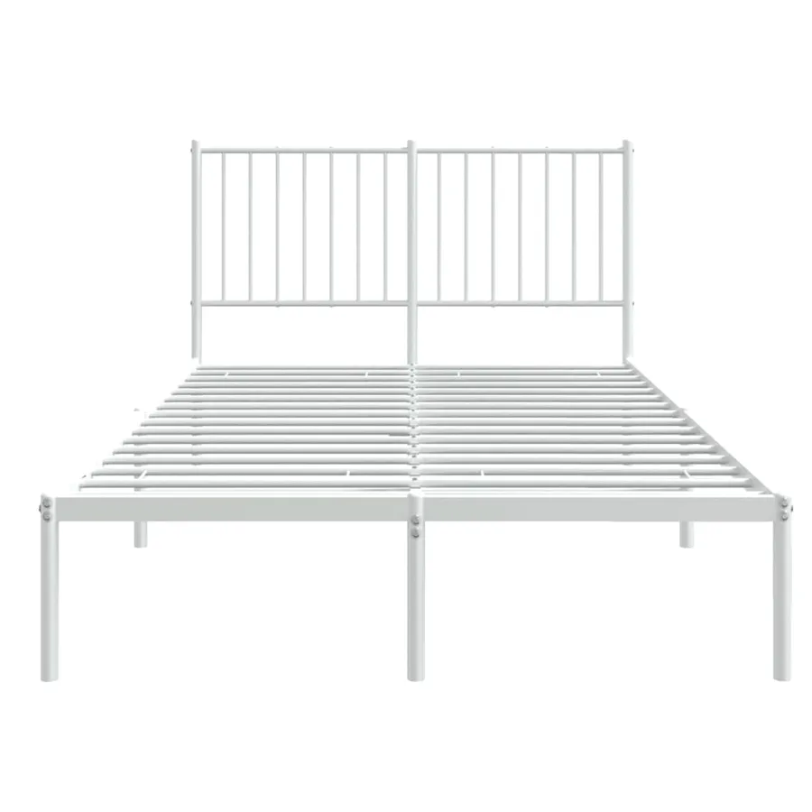 Cadre de lit métal sans matelas et tête de lit blanc 120x190 cm - 5
