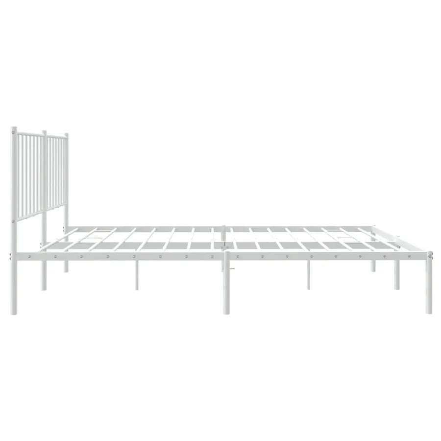 Cadre de lit métal sans matelas et tête de lit blanc 120x190 cm - 6
