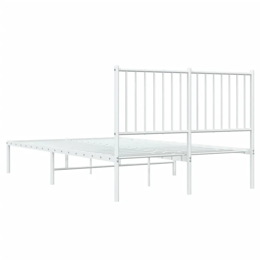 Cadre de lit métal sans matelas et tête de lit blanc 120x190 cm - 7