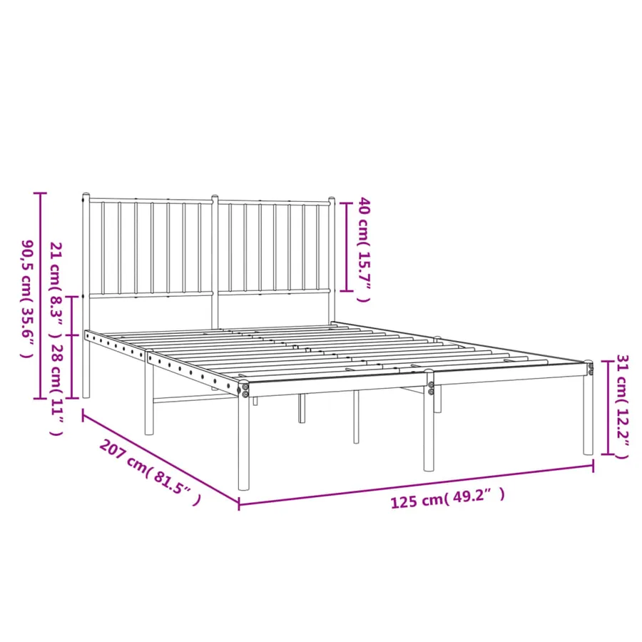 Cadre de lit métal sans matelas et tête de lit blanc 120x190 cm - 9
