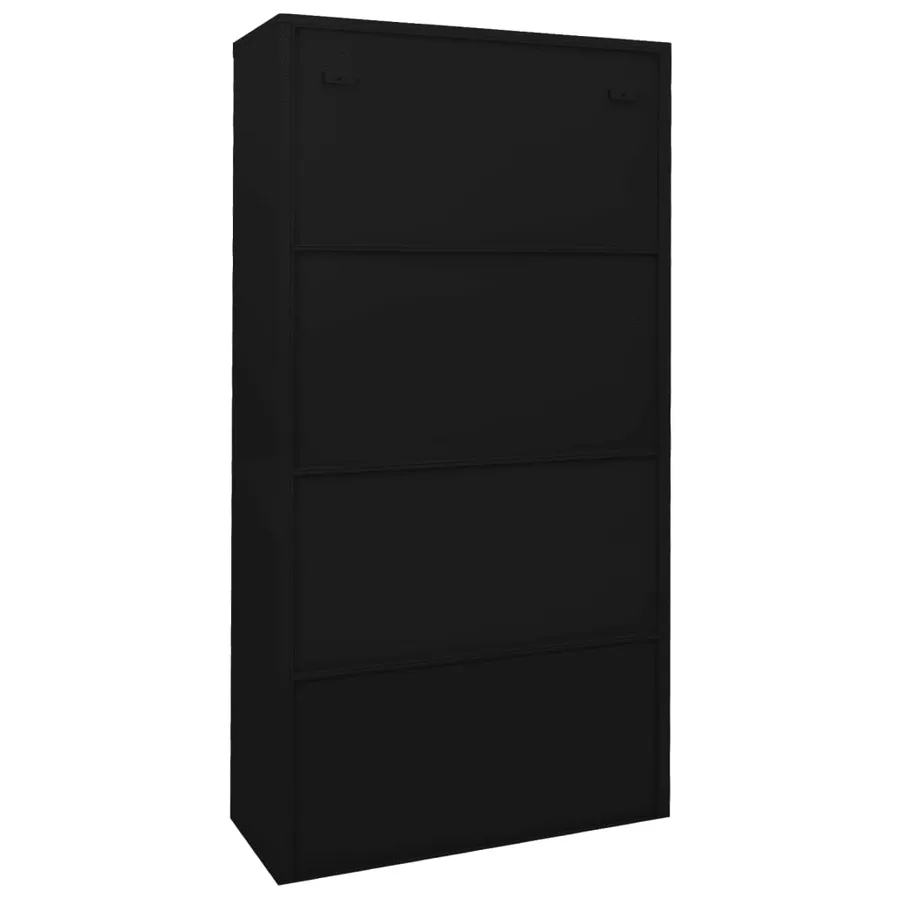 Armoire de bureau avec porte coulissante Noir 90x40x180cm Acier - 6