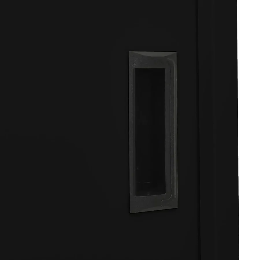 Armoire de bureau avec porte coulissante Noir 90x40x180cm Acier - 7