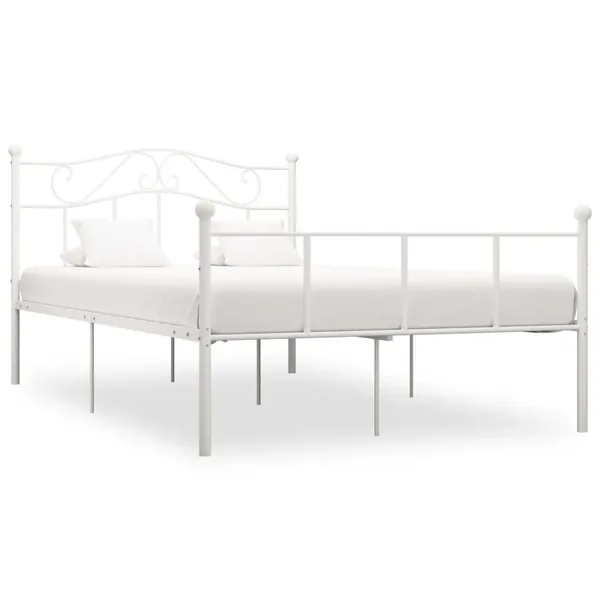 Cadre de lit sans matelas blanc métal 120x200 cm