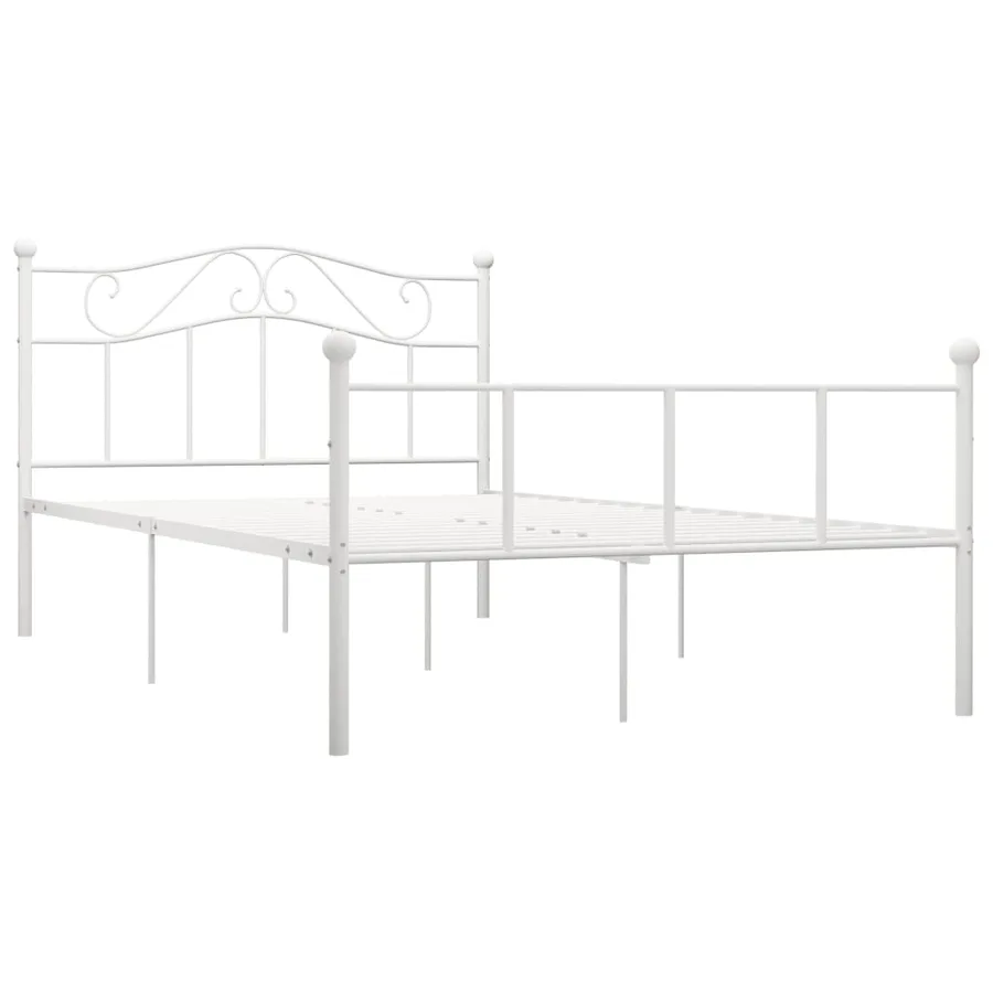 Cadre de lit sans matelas blanc métal 120x200 cm - 2