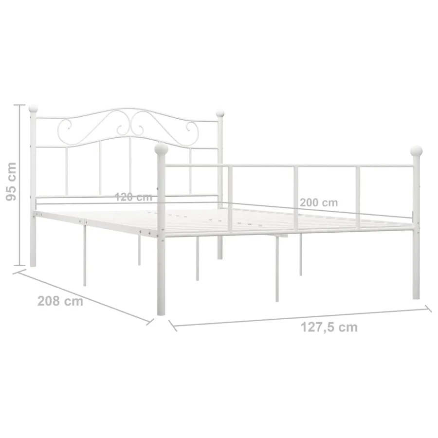 Cadre de lit sans matelas blanc métal 120x200 cm - 6
