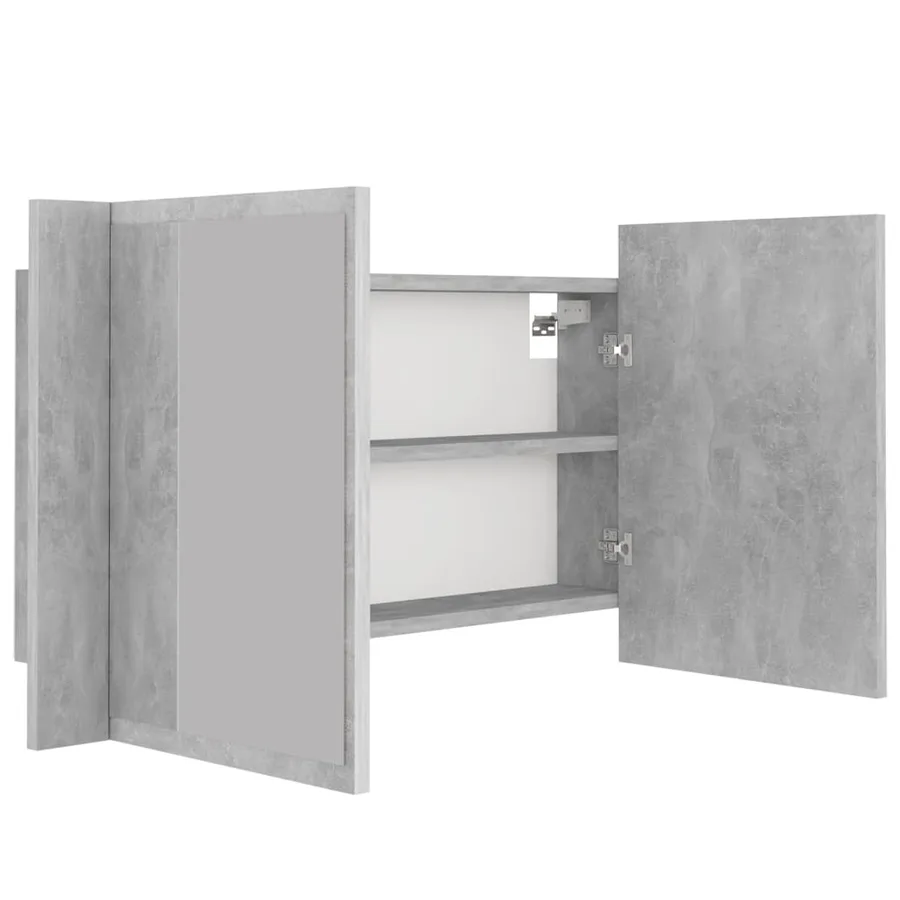 Armoire de salle de bain à miroir LED Gris béton Acrylique - 11