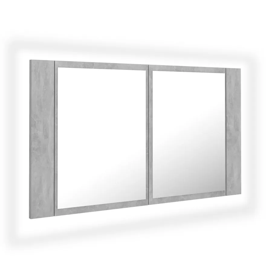 Armoire de salle de bain à miroir LED Gris béton Acrylique - 2