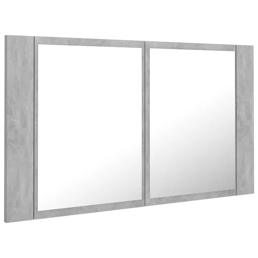 Armoire de salle de bain à miroir LED Gris béton Acrylique - 8