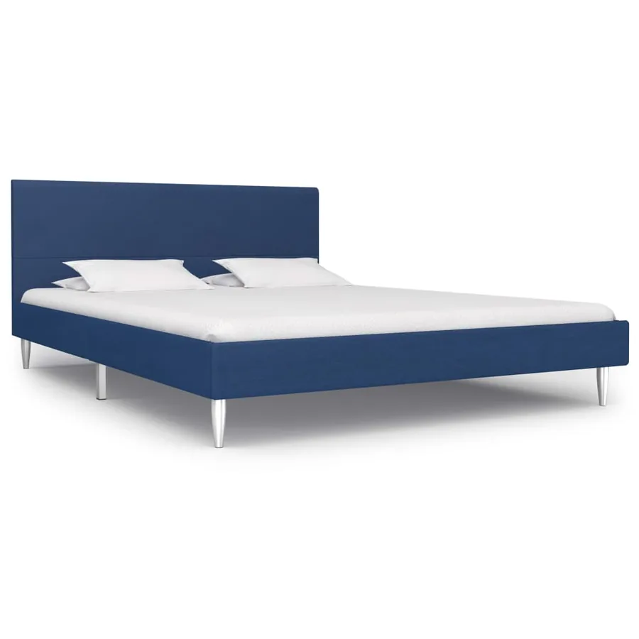 Cadre de lit sans matelas bleu tissu 160x200 cm