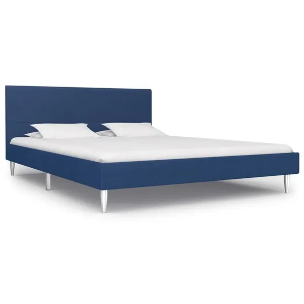 Cadre de lit sans matelas bleu tissu 160x200 cm