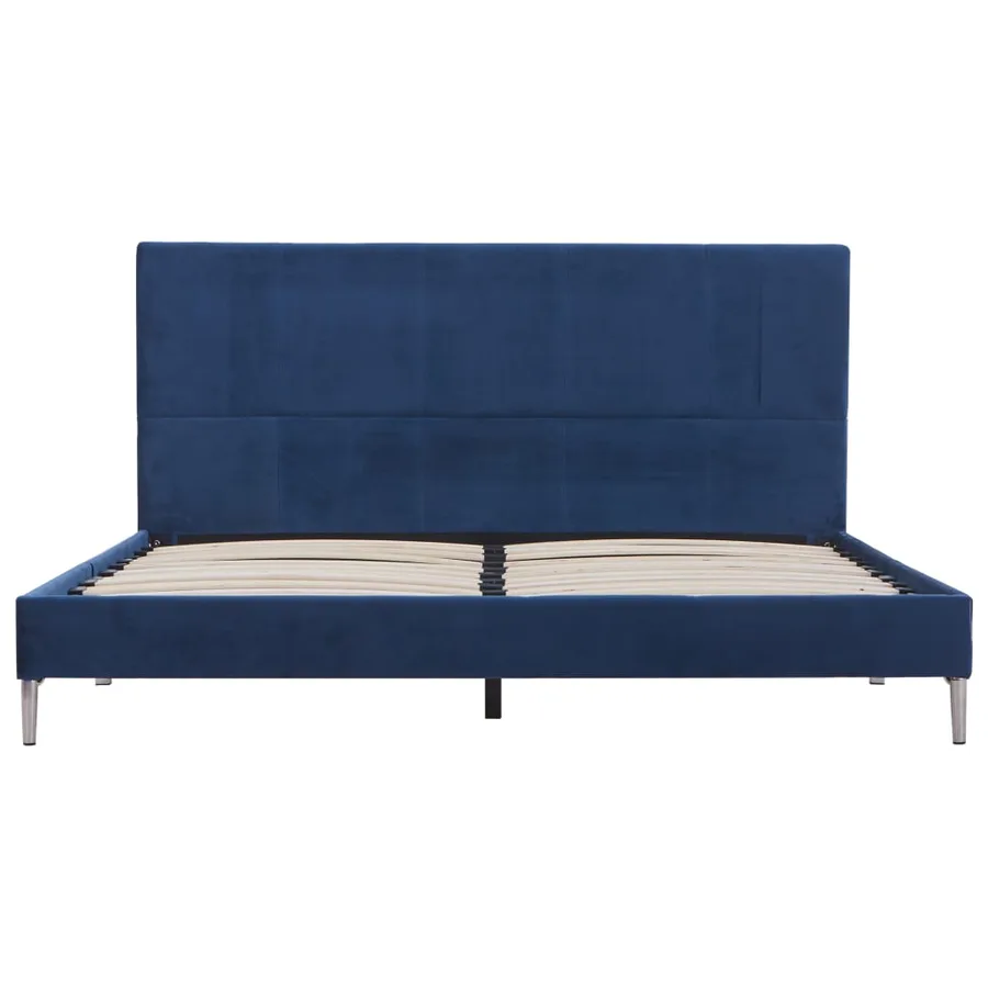 Cadre de lit sans matelas bleu tissu 160x200 cm - 3