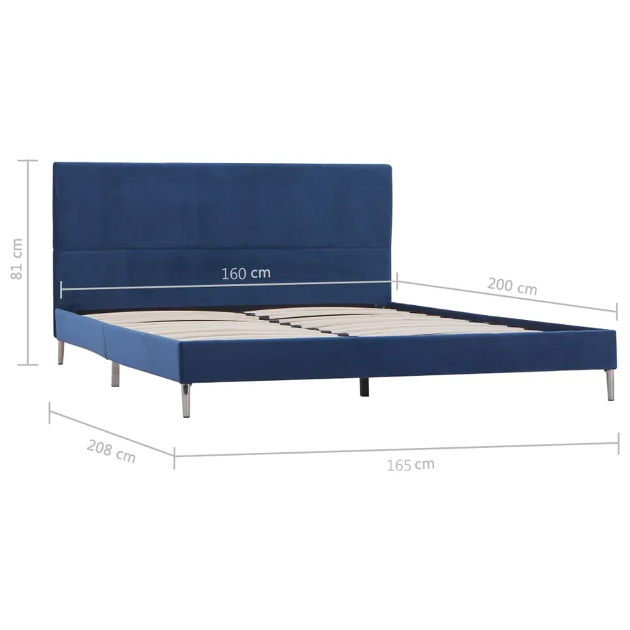 Cadre de lit sans matelas bleu tissu 160x200 cm - 7