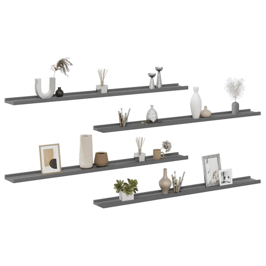 Étagères murales 4 pcs Gris 115x9x3 cm - 4