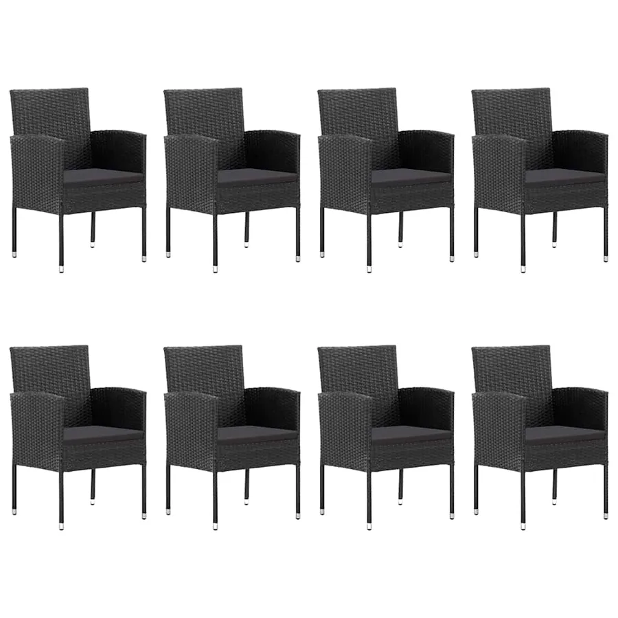 Ensemble à manger de jardin 9 pcs Noir - 4