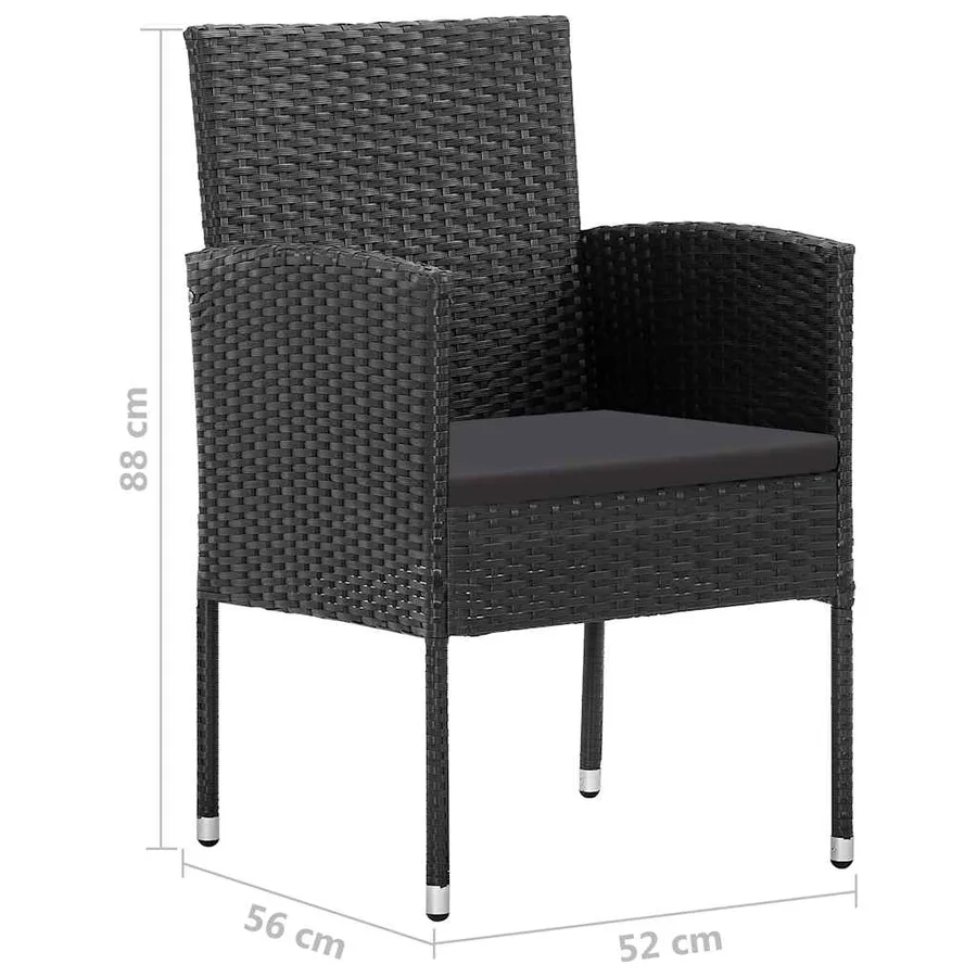 Ensemble à manger de jardin 9 pcs Noir - 8