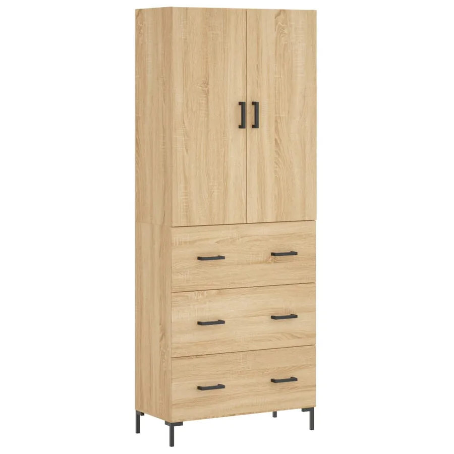 Buffet haut Chêne sonoma 69,5x34x180 cm Bois d'ingénierie - 2