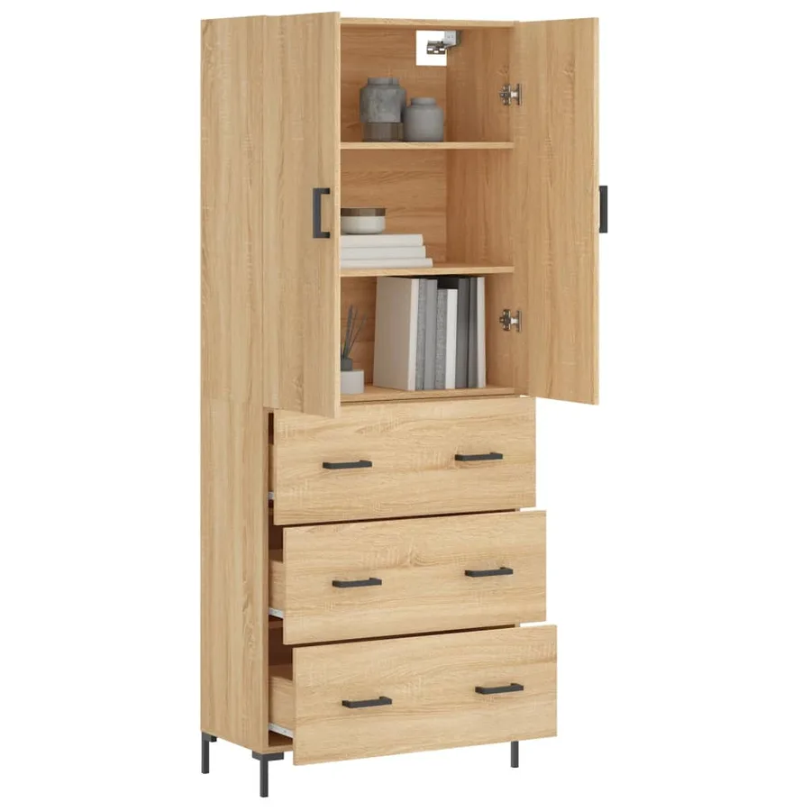 Buffet haut Chêne sonoma 69,5x34x180 cm Bois d'ingénierie - 3