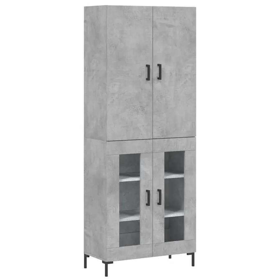 Buffet haut Gris béton 69,5x34x180 cm Bois d'ingénierie - 2