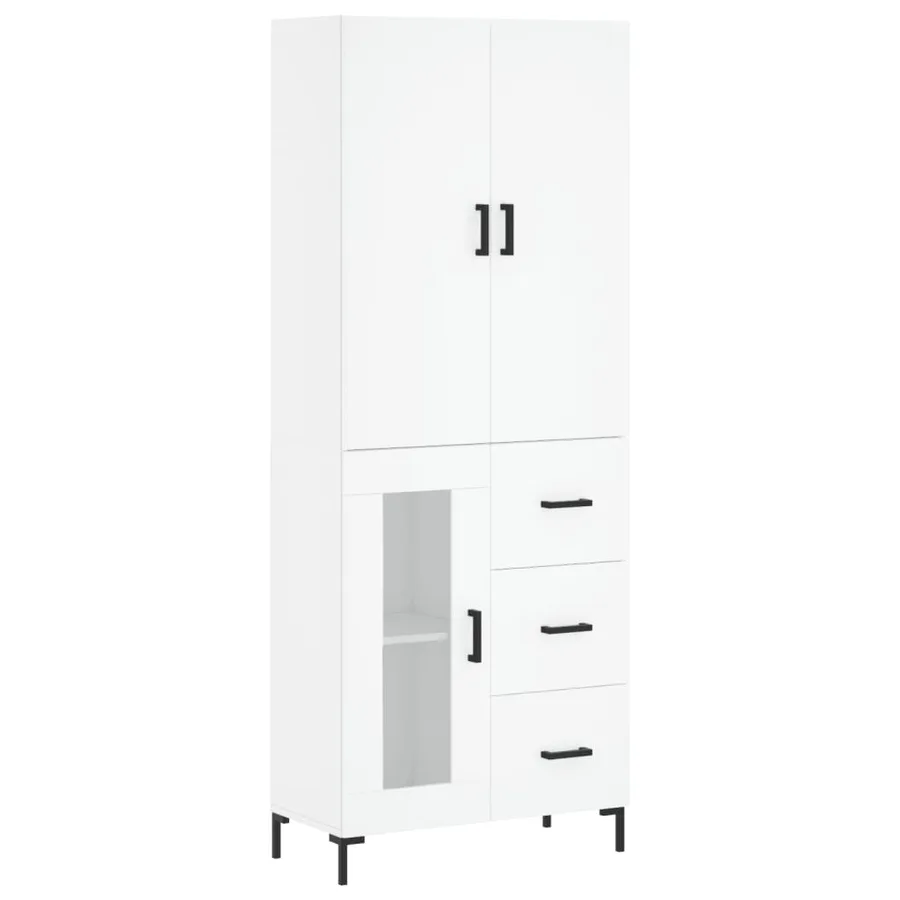 Buffet haut Blanc 69,5x34x180 cm Bois d'ingénierie - 2