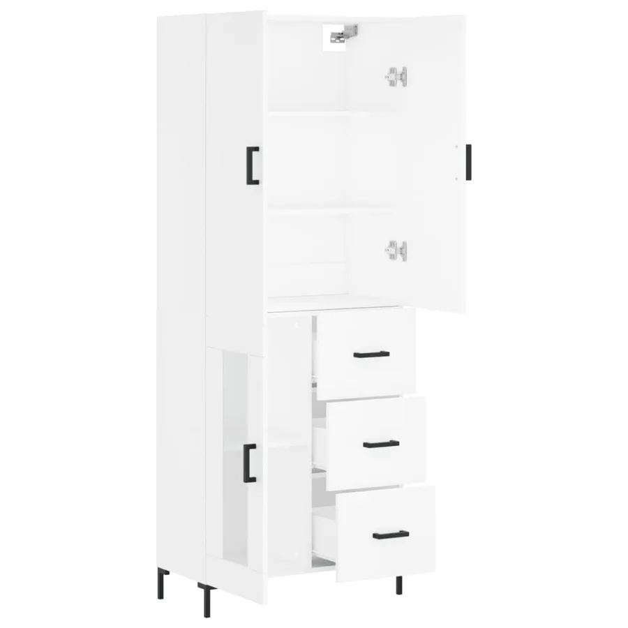 Buffet haut Blanc 69,5x34x180 cm Bois d'ingénierie - 4