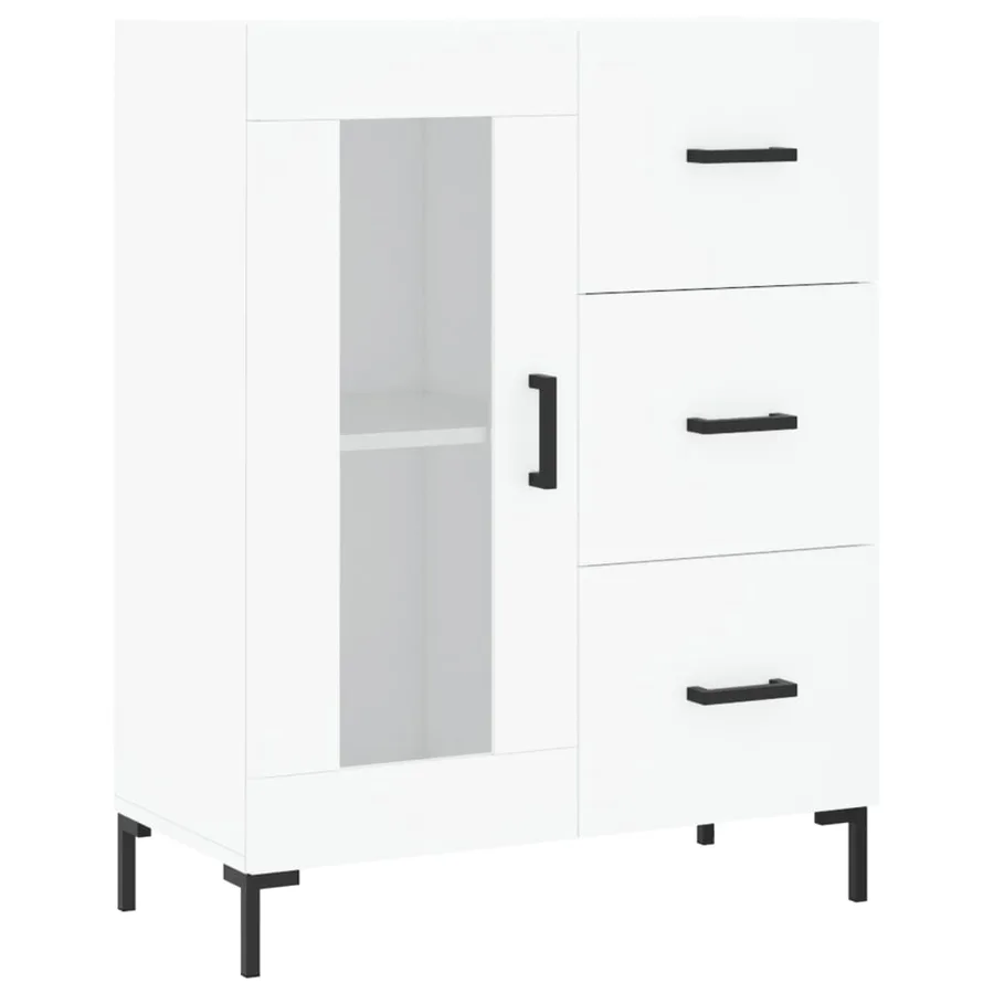 Buffet haut Blanc 69,5x34x180 cm Bois d'ingénierie - 7