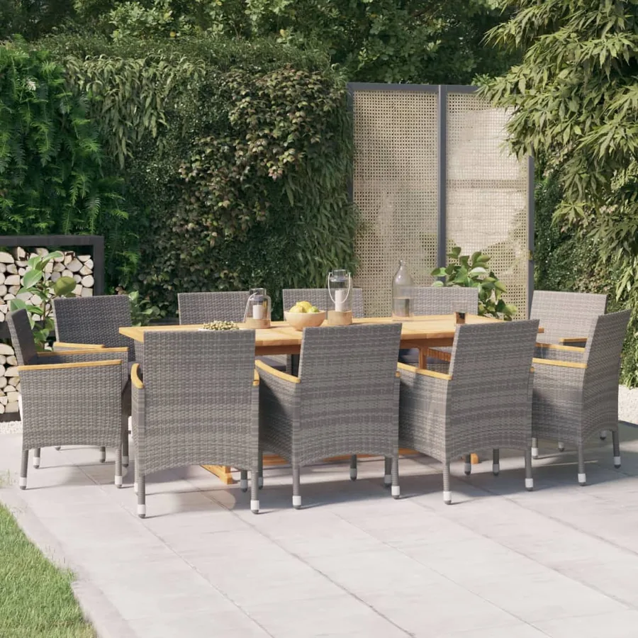 Ensemble à manger de jardin 11 pcs avec coussins Gris