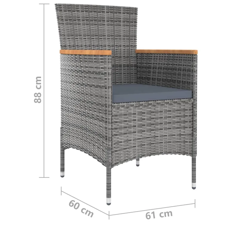 Ensemble à manger de jardin 11 pcs avec coussins Gris - 10