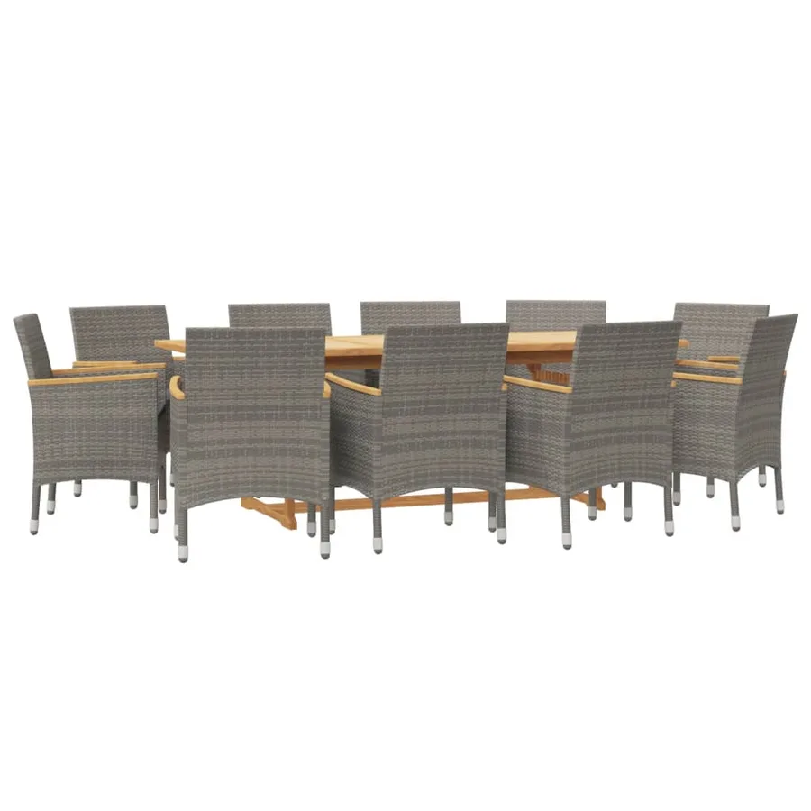 Ensemble à manger de jardin 11 pcs avec coussins Gris - 3