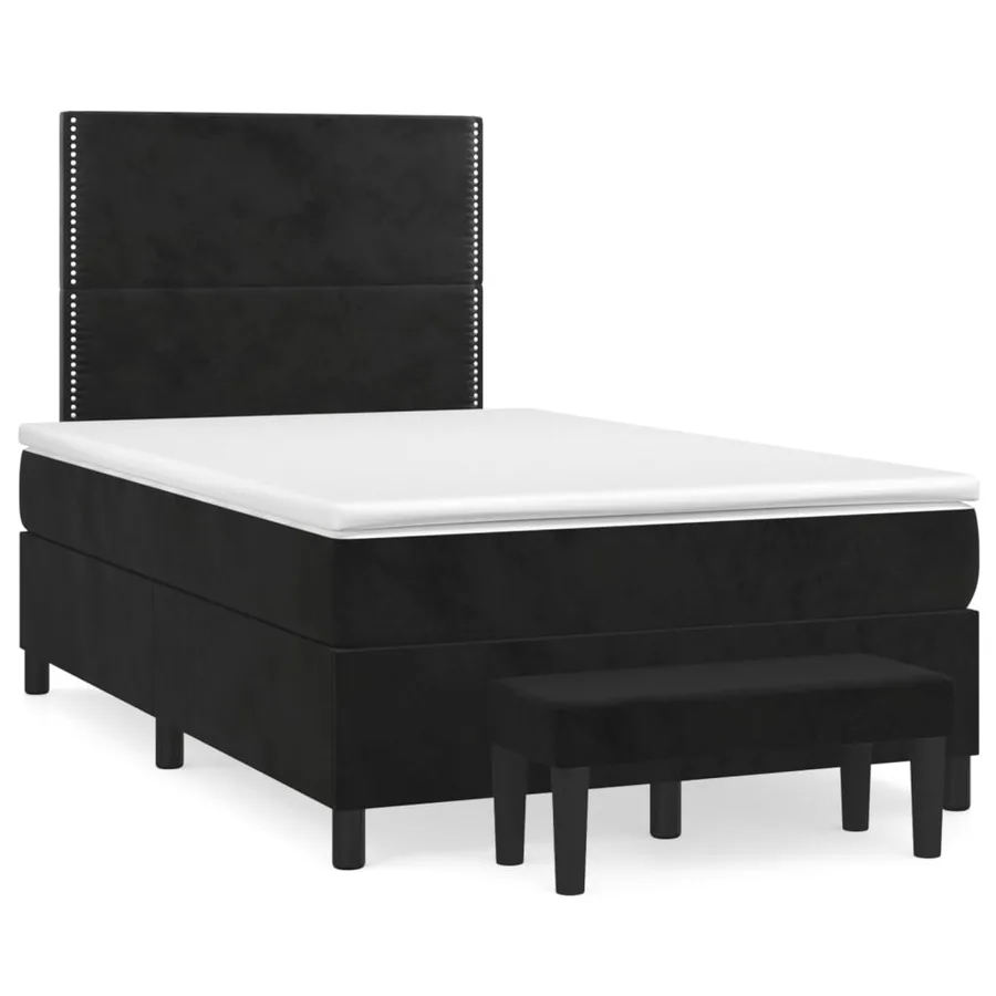 Sommier à lattes de lit avec matelas Noir 120x200 cm Velours - 2