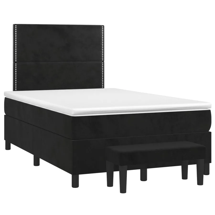 Sommier à lattes de lit avec matelas Noir 120x200 cm Velours - 3