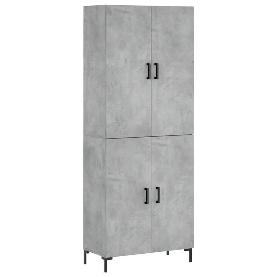 Buffet haut Gris béton 69,5x34x180 cm Bois d'ingénierie - 2