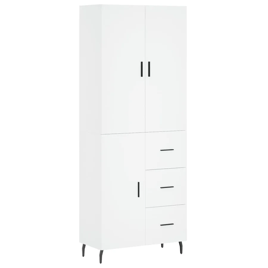 Buffet haut Blanc 69,5x34x180 cm Bois d'ingénierie - 2
