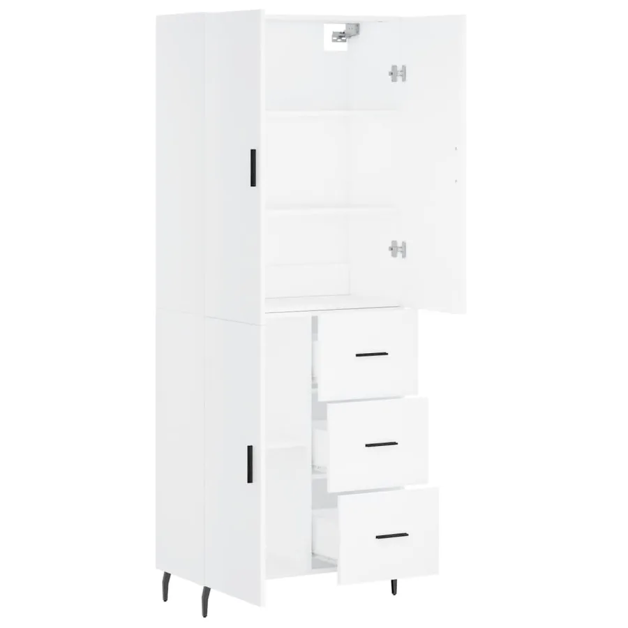 Buffet haut Blanc 69,5x34x180 cm Bois d'ingénierie - 4