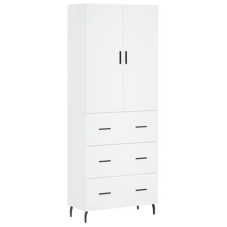 Buffet haut Blanc 69,5x34x180 cm Bois d'ingénierie - 2