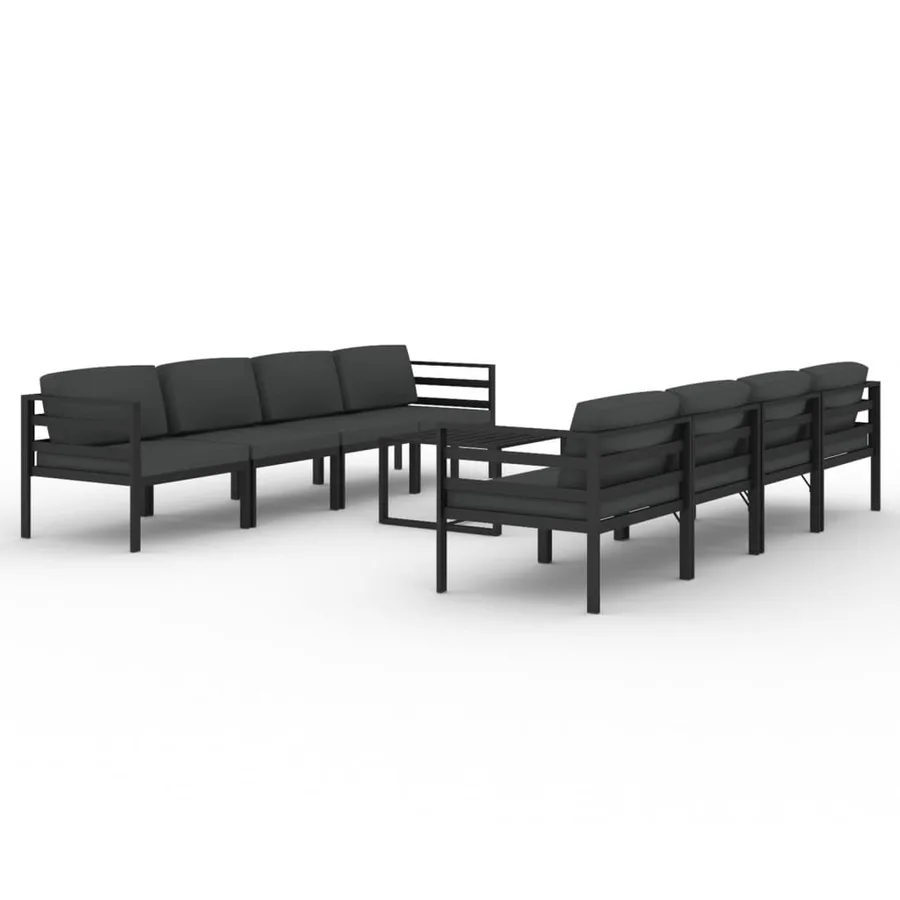 Salon de jardin 9 pcs avec coussins Aluminium Anthracite - 2