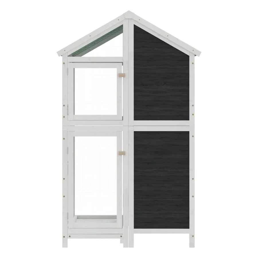 Maison à oiseaux gris 97x81x152 cm bois massif de pin - 3