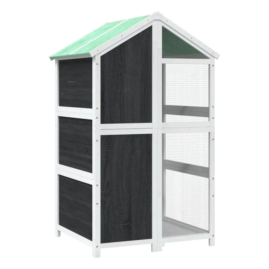 Maison à oiseaux gris 97x81x152 cm bois massif de pin - 6