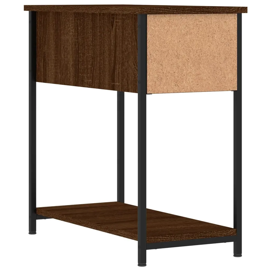 Table de chevet chêne marron 30x60x60 cm bois d'ingénierie - 8