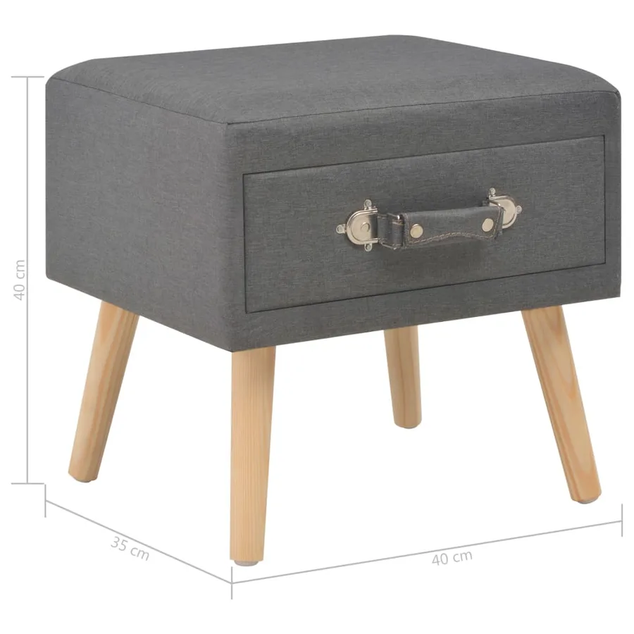 Tables de chevet 2 pcs Gris foncé 40x35x40 cm Tissu - 9