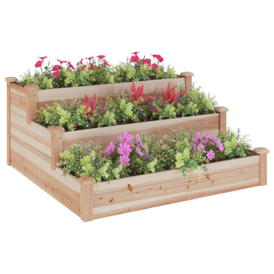 Lit surélevé de jardin 120x120x56 cm bois massif de sapin - 3